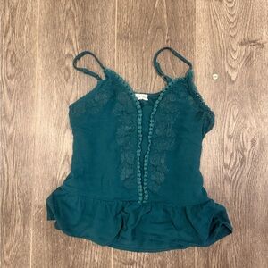 Teal Lace Trim Women Top